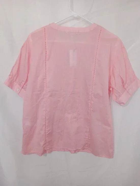 Banana Republic Voile Pleated Blouse Pink Pintuck Top S Coastal Preppy NEW - Picture 6 of 11